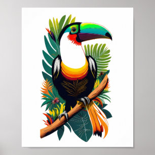 Toucan sitta på gren i djungeln poster