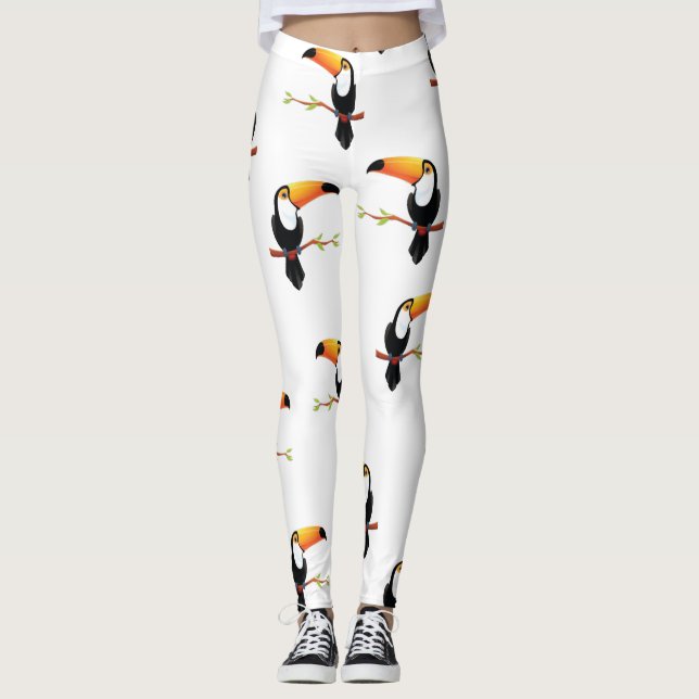 Toucan Swainson Black Färg Leggings (Framsida)