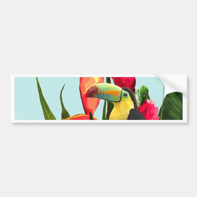 Toucan Tropical Banana Lövs Bouquet Bildekal (Framsidan)