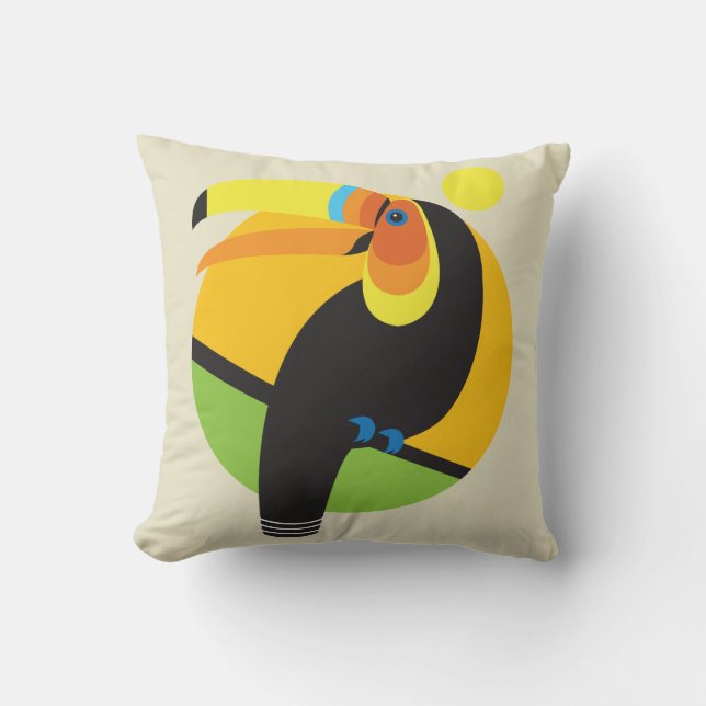 Toucan Tropical Bird Jungle Thmet Kudde (Framsida)