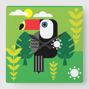 Toucan Tropical Birds Fyrkantig Klocka