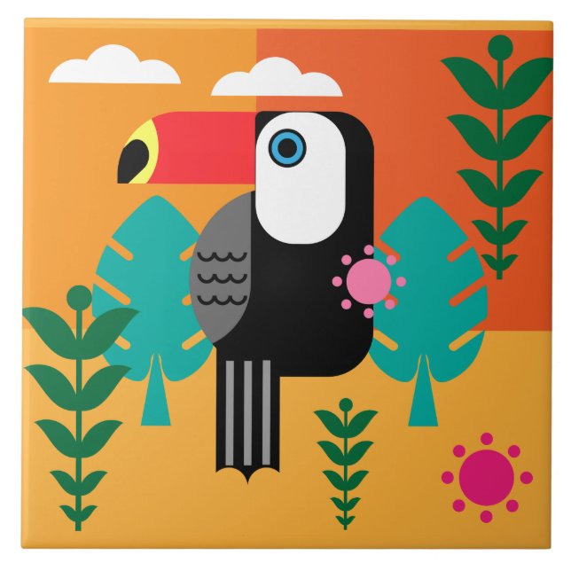 Toucan Tropical Birds Kakelplatta (Framsidan)