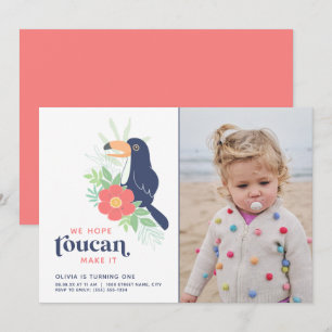 Toucan Tropical Handflatan Lämnar födelsedagsinbju Inbjudningar