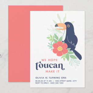Toucan Tropical Handflatan Lämnar födelsedagsinbju Inbjudningar