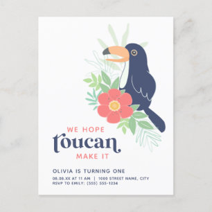Toucan Tropical Handflatan Lämnar födelsedagsinbju Vykort