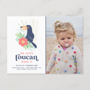 Toucan Tropical Handflatan Löv Birthday Photo Inva Vykort