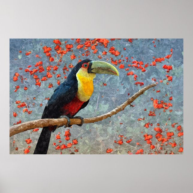 Toucan Tropical Rainforest Bird Painting Poster (Framsidan)