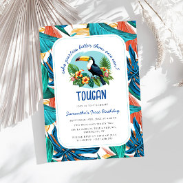 Toucan Tropical Vibrant Summers First Birthday Inbjudningar
