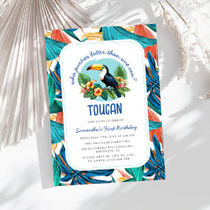 Toucan Tropical Vibrant Summers First Birthday Inbjudningar