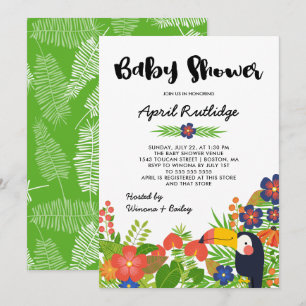 Toucan tropisk baby shower inbjudningar