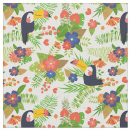 Toucan & tropiska blommor tyg