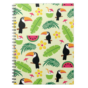 Toucan tropiskt sommarmönster anteckningsbok med spiral