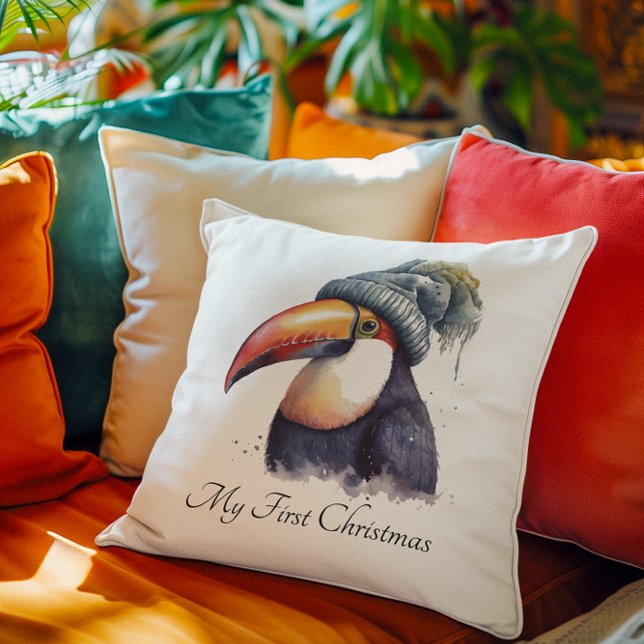 Toucan Winter Vibes, anpassningsbar Kudde (Skapare uppladdad)