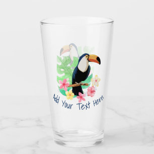 Toucan with Tropical Flowers Glaskopp