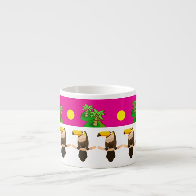 Toucans and Palm Trees Pink Espresso Cup Espressomugg (Framsidan)