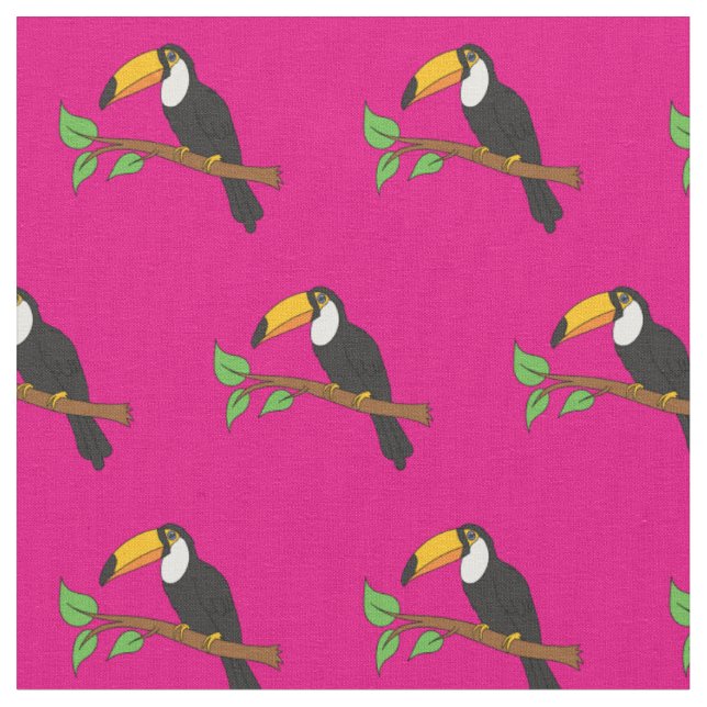 Toucans Cute Birds Rosa Girls Tyg (Närbild)