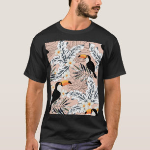Toucans, Handflatan, Plumeria: Rosa Tropical. T Shirt
