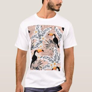 Toucans, Handflatan, Plumeria: Rosa Tropical. T Shirt