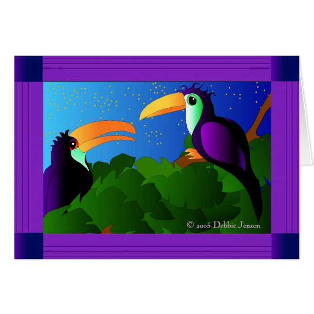 Toucans i paradis av Debbie Jensen Hälsningskort (Framsidan Horizontal)