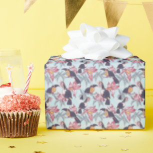 Toucans med exotiska blommor presentpapper