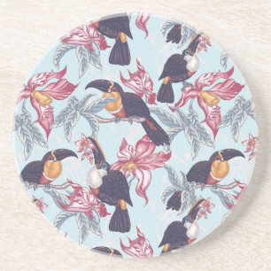 Toucans med exotiska blommor underlägg
