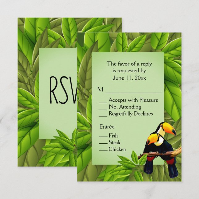 Toucans OSA med Entree Selection Inbjudningar (Fram/baksida)