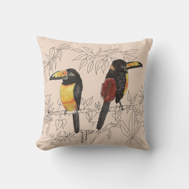 Toucans på en Dekorativ kudde (Framsida)