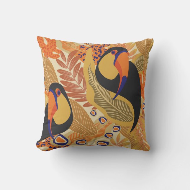 Toucans på grenar, sömlös tropiska mönster. kudde (Framsida)