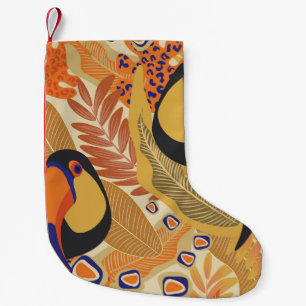 Toucans på grenar, sömlös tropiska mönster. liten julstrumpa