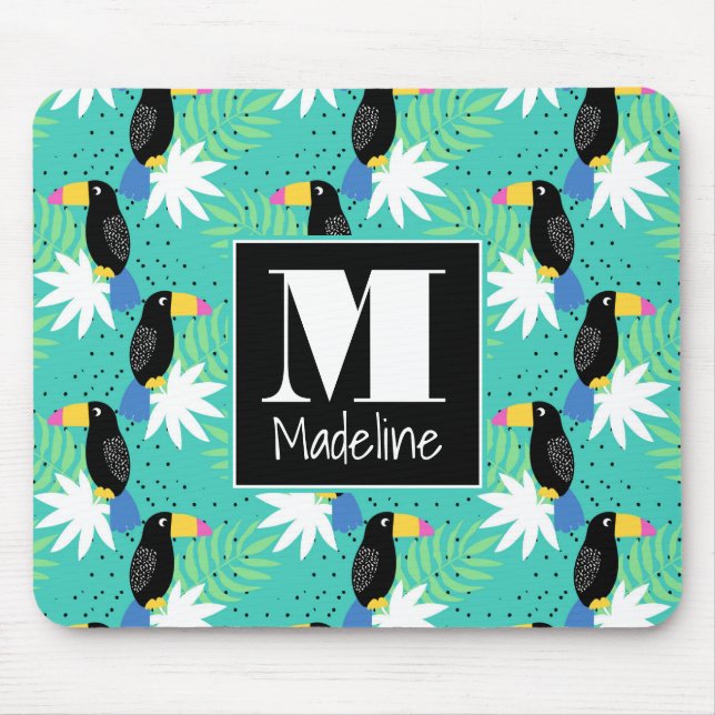 Toucans på Monogram för kricka | Musmatta (Framsidan)