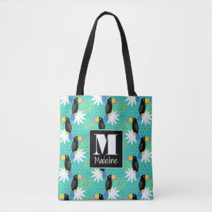 Toucans på Teal Monogram Tygkasse