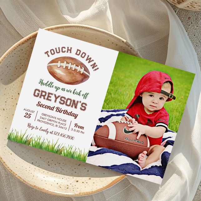 Touch Down Football Boy Birthday Photo Inbjudningar (Skapare uppladdad)