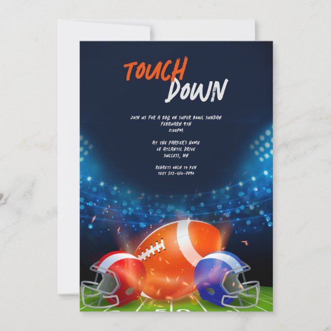 Touch Down Football Party Inbjudningar (Framsida)