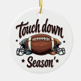 Touch down Season Fantasy Football Rugby Gift Julgransprydnad Keramik
