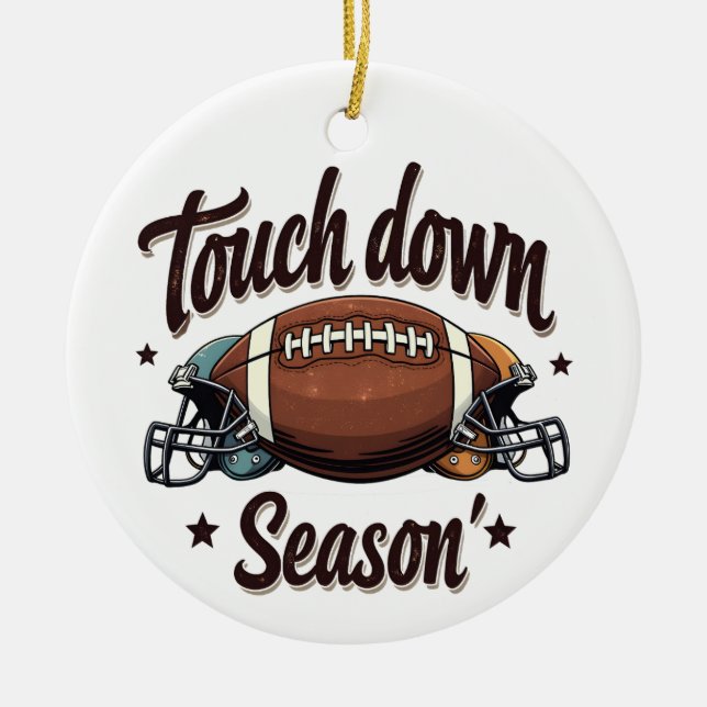 Touch down Season Fantasy Football Rugby Gift Julgransprydnad Keramik (Framsidan)