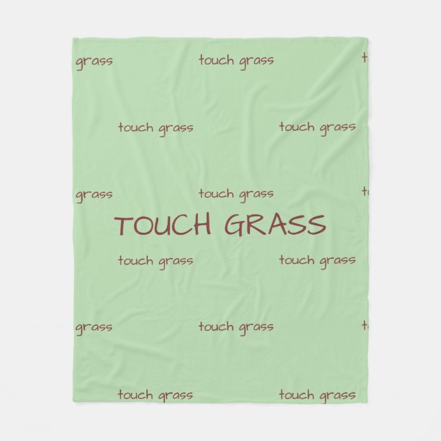 Touch Grass Minimalist Sage Green Fleece Blanket - (Framsidan)