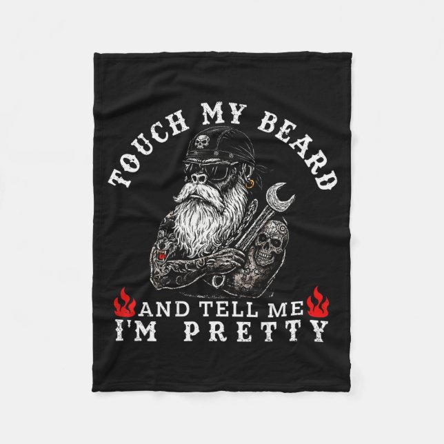 Touch My Beard And Tell Me I'm Pretty Monkey Funny Fleecefilt (Framsidan)