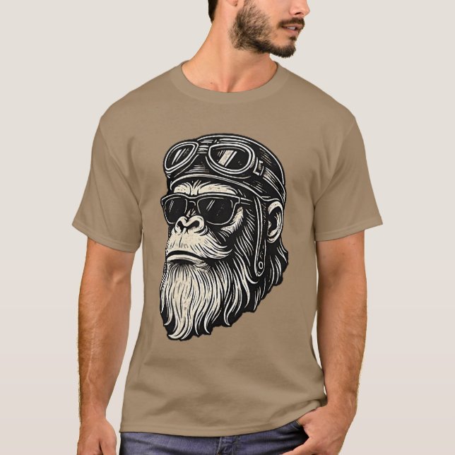 Touch My Beard andell Me Im Pretty Funny Monkey Sa T Shirt (Framsida)