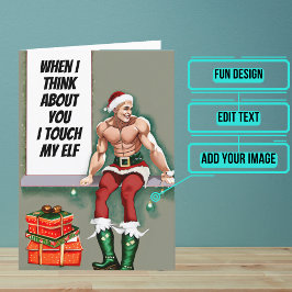 Touch My Elf Funny Jul Helgdag Kort