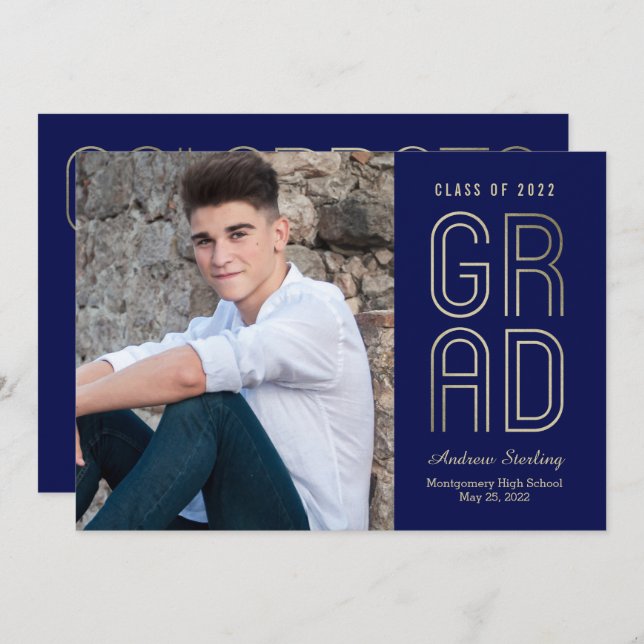 Touch of Class EDITABLE FÄRG Studenten Card Inbjudningar (Fram/baksida)