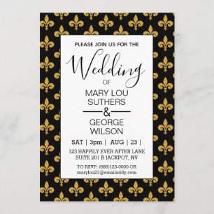 Touch of Class Golden Fleur de Lis-inbjudan Inbjudningar