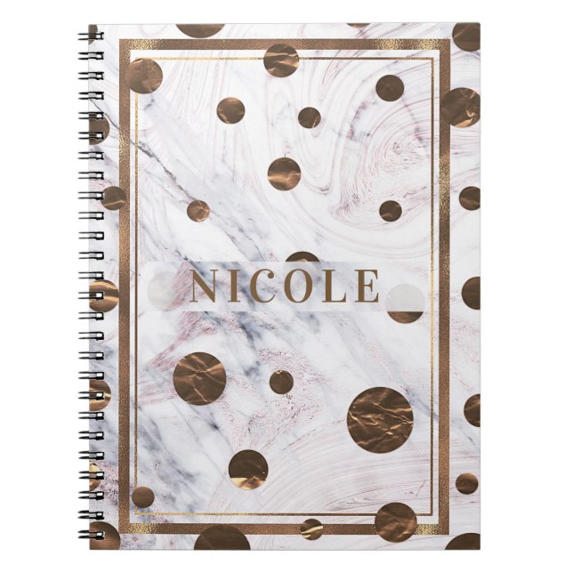 Touch of Ro Guld Marble Bronze Copper Girly Anteckningsbok Med Spiral (Framsidan)