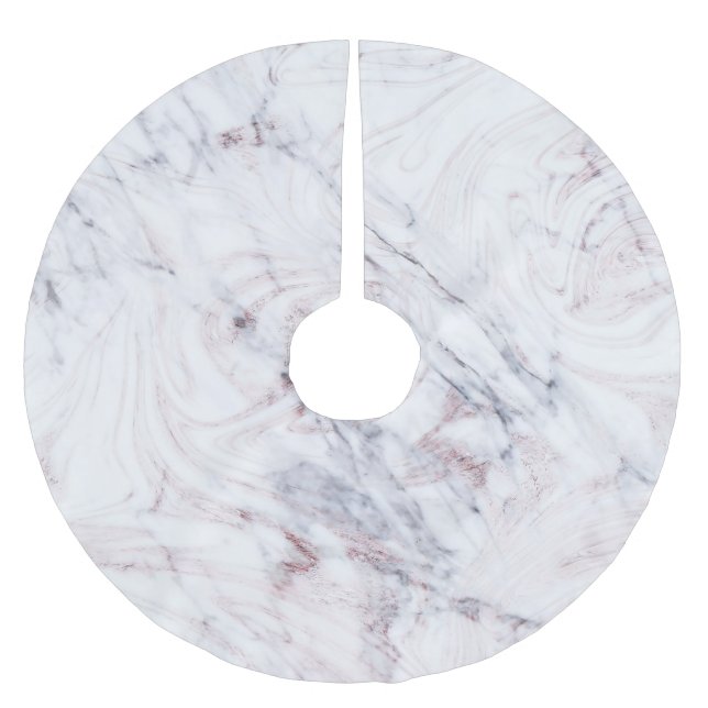 Touch of Ro White & Grått Marble Swirl Chic Julgransmatta Borstad Polyester (Framsidan)