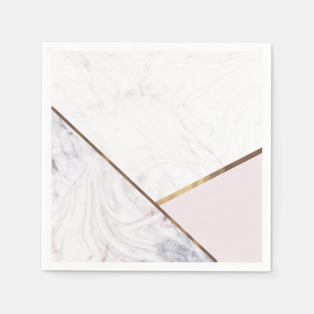 Touch of Ro White & Grått Marble Swirl Chic Party Pappersservett (Framsidan)