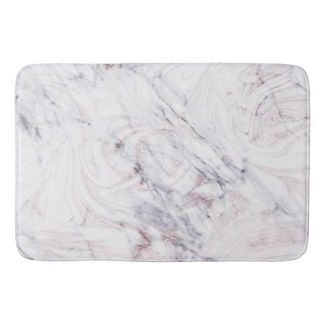 Touch of Ro White Grått Marble Swirl Chic Trendig Badrumsmatta (Framsidan)