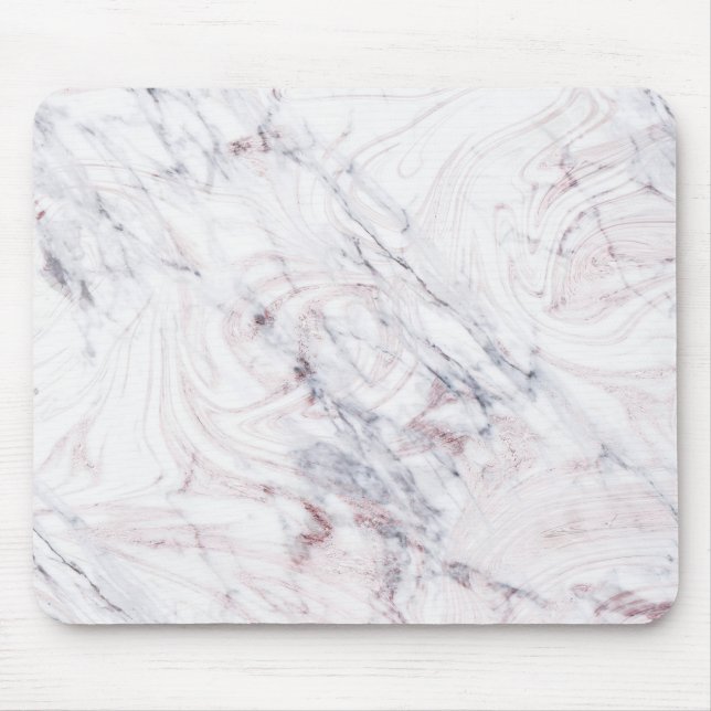 Touch of Ro White Grått Marble Swirl Chic Trendig Musmatta (Framsidan)