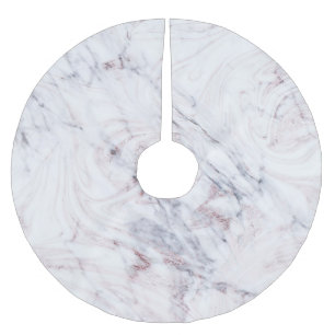 Touch of Rose Vit & Grå Marmor Swirl Chic Julgransmatta Borstad Polyester