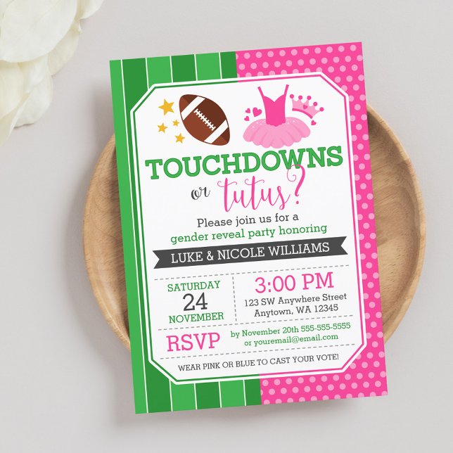 Touchdoweller Tutus Gender Reveal Party Inbjudningar (Skapare uppladdad)