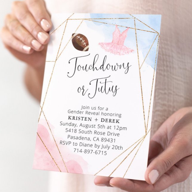 Touchdoweller Tutus Gender Reveal Party Inbjudningar (Skapare uppladdad)