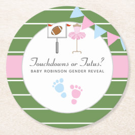 Touchdoweller Tutus Gender Reveal Party Underlägg Papper Rund